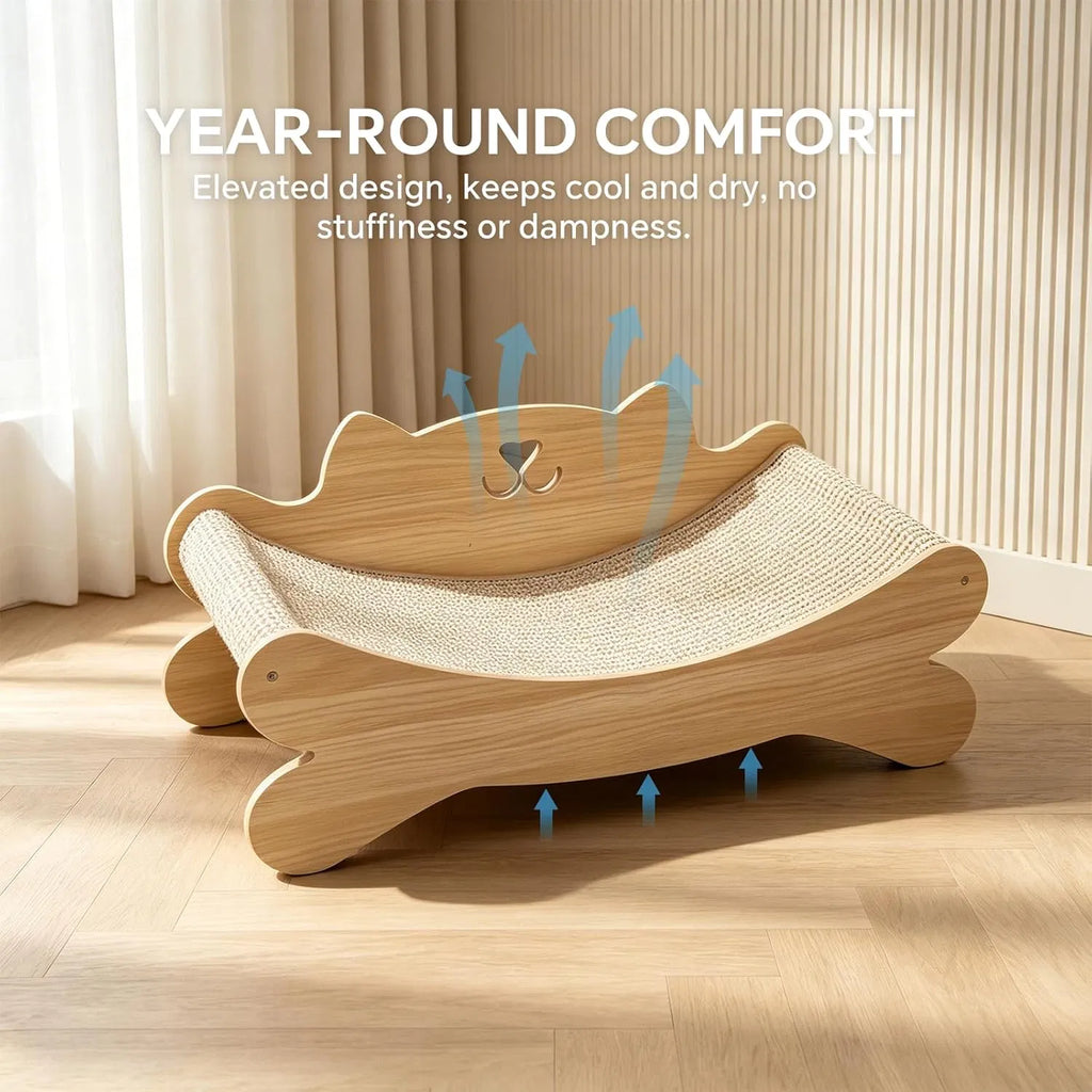 Cat Scratcher Bed for Indoor Cats Kitten Bed Cat Hammock with Solid Wood Frame - Image 2