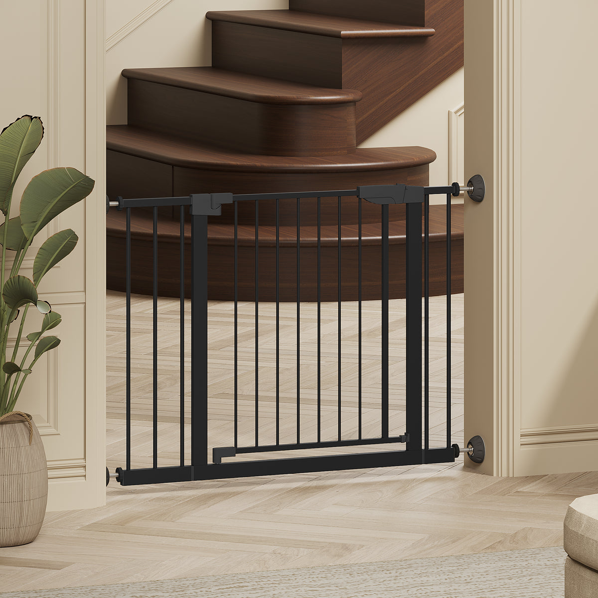 29.5 45.3" Wide Baby Gate with wall protector for Stairs Dog Gate Indoor for