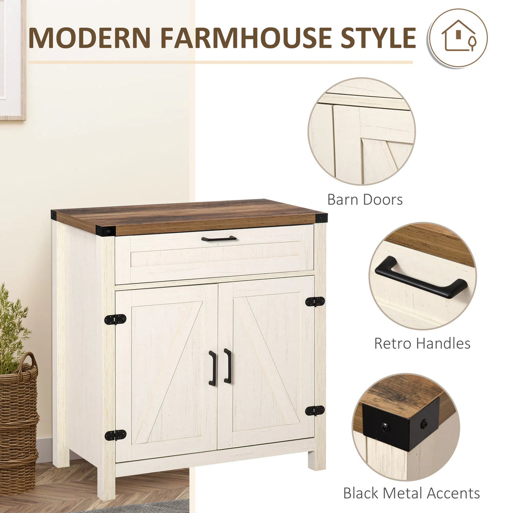 Farmhouse Kitchen Storage Cabinet Sideboard Buffet Cabinet with 2 Rustic Barn - Image 2