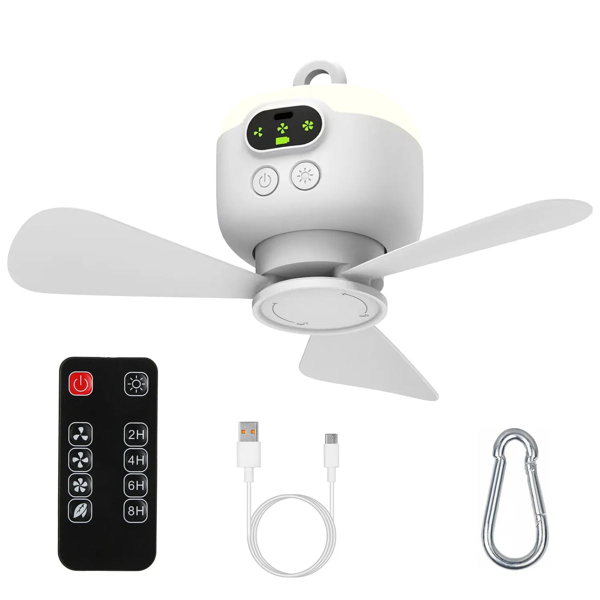 2 In 1 Portable Camping Fan with LED Lantern 8000mAh Battery Powered Tent Fan - Image 3