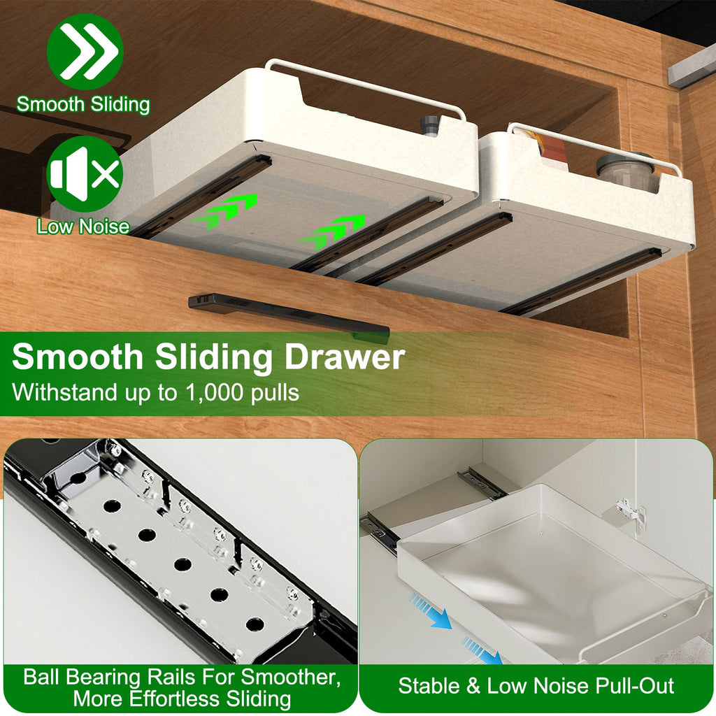 2Pcs Pull Out Cabinet Organizers Sliding Shelf Spice Rack Carbon Steel Roll Out - Image 2