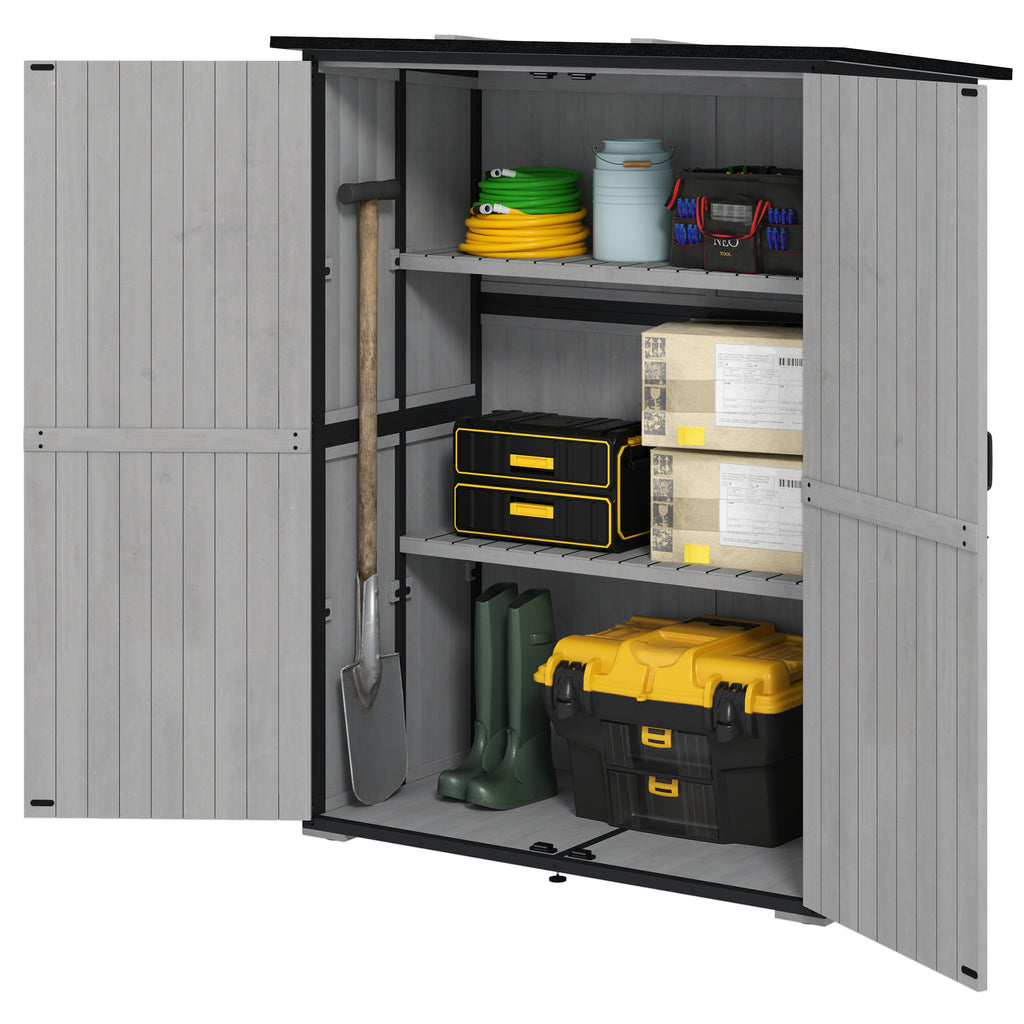 Wood Storage Shed Outdoor Garden Shed With Asphalt Roof 2 Shelves Lockable - Image 4