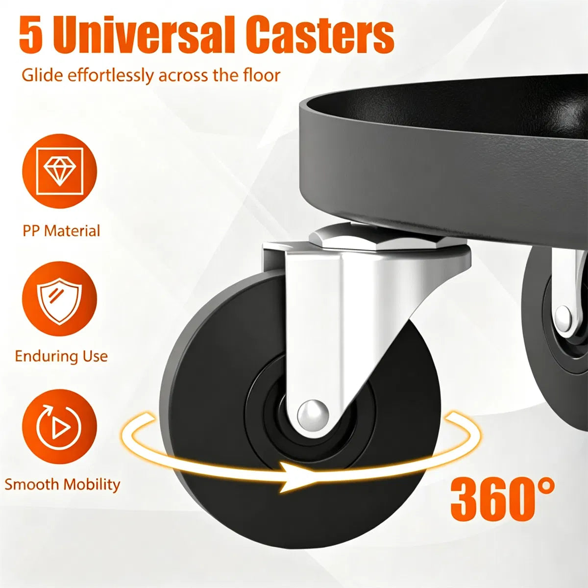 Adjustable Pneumatic Rolling Mechanic Stool with 2 Tier Tool Tray Red - Image 9