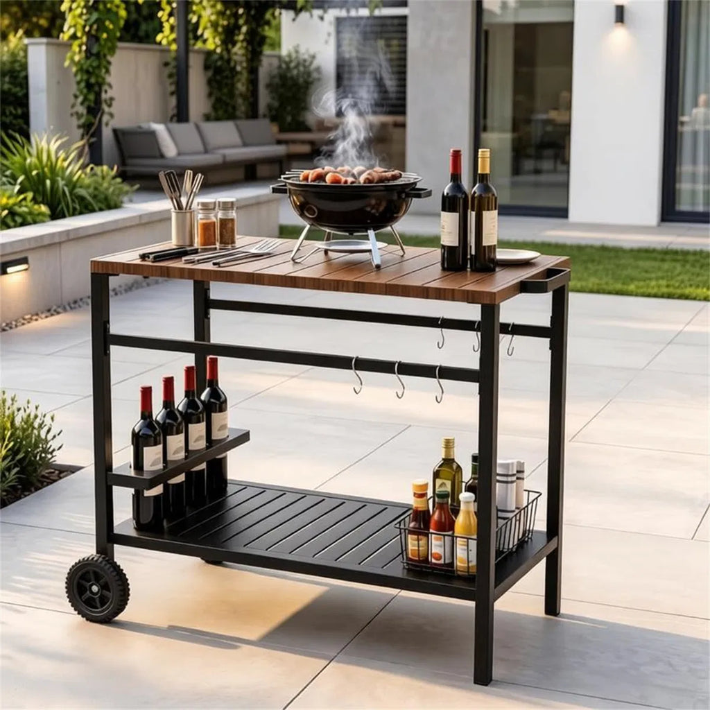 stainless steel outdoor grill prep table with cabinet product view 7