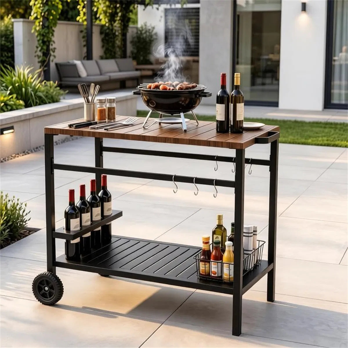 stainless steel outdoor grill prep table with cabinet product view 7