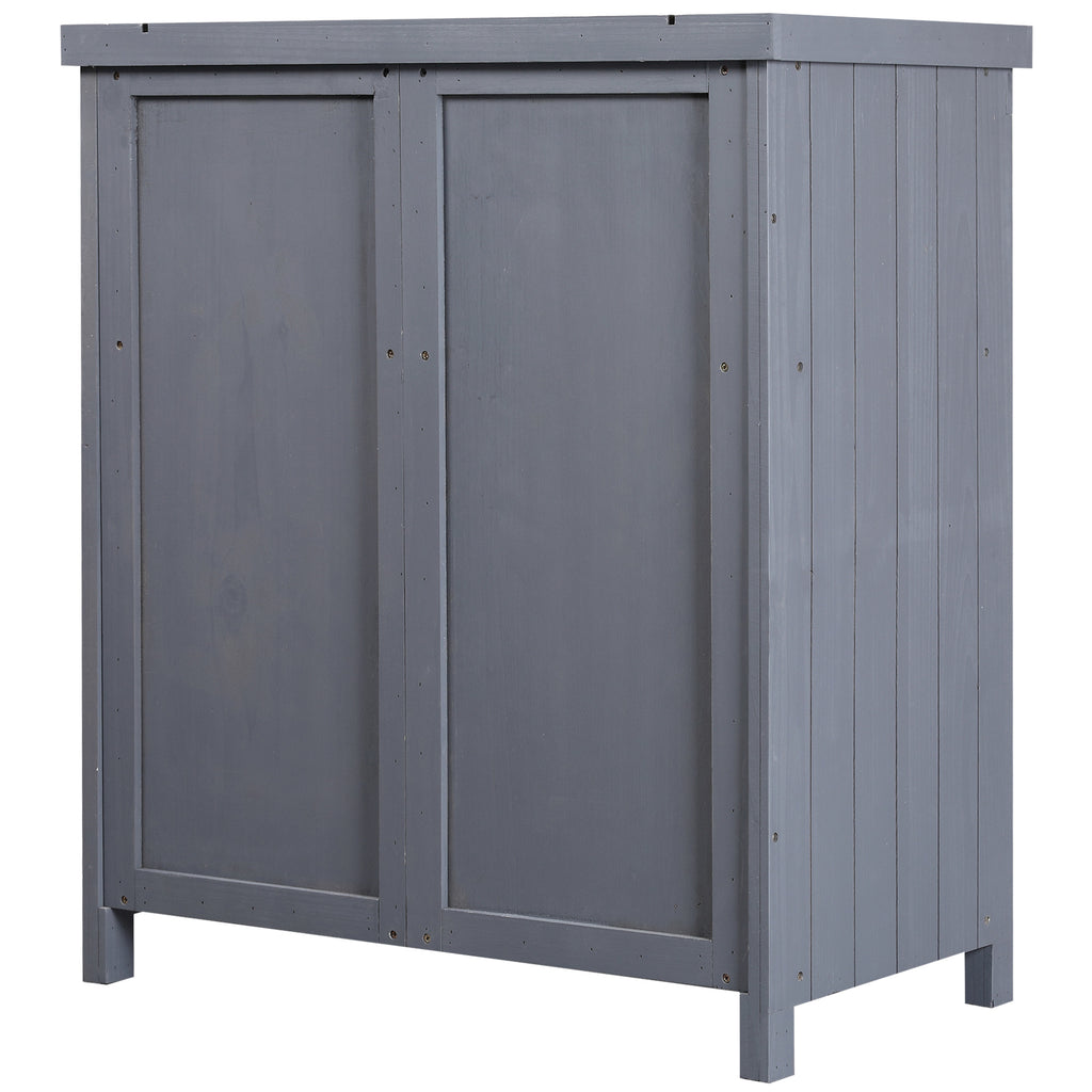 Outdoor Storage Cabinet Outdoor Tool Shed with Galvanized Top and Two Shelves