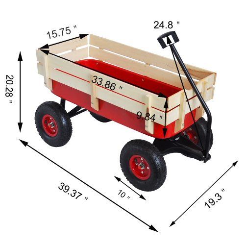 All-Terrain Garden Utility Wagon with Wood Side Rails