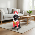 Christmas Black Labrador Retriever Statue Holiday Dog Figurine in Santa Outfit