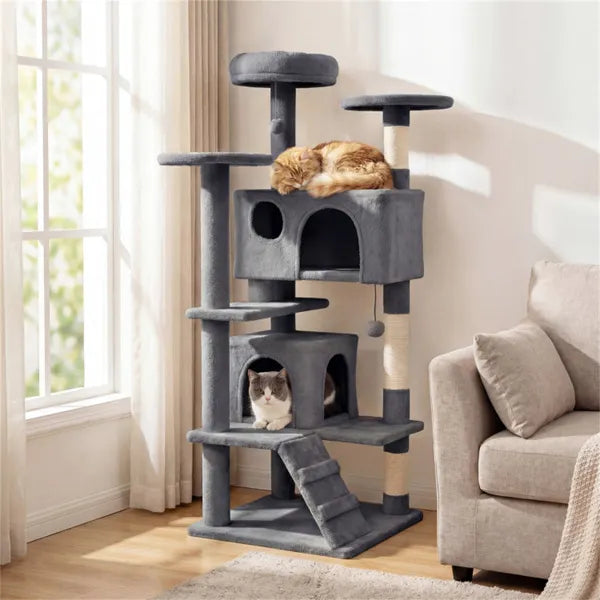 52" Tall Cat Tree Tower With Perches & Condos Multi Cat Playground With - Image 3