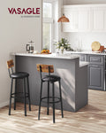 VASAGLE Bar Stools Set Of 2 Bar Stools PU Cover With Footrest Easy Assembly
