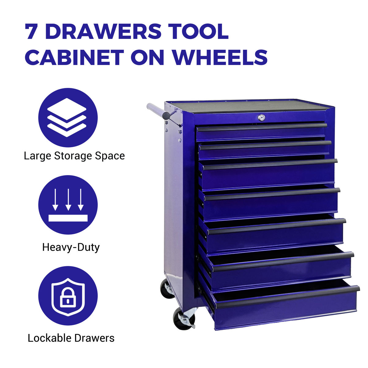 7 Drawer Rolling Tool Storage Cabinet With Detachable Top Tool Box Universal