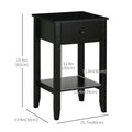 Side Table Set of 2 End Tables with Drawer and Bottom Shelf 2 tier Nightstand