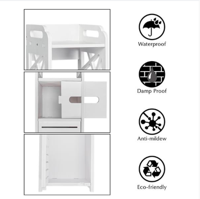White Wood-Plastic Bathroom Storage Shelf