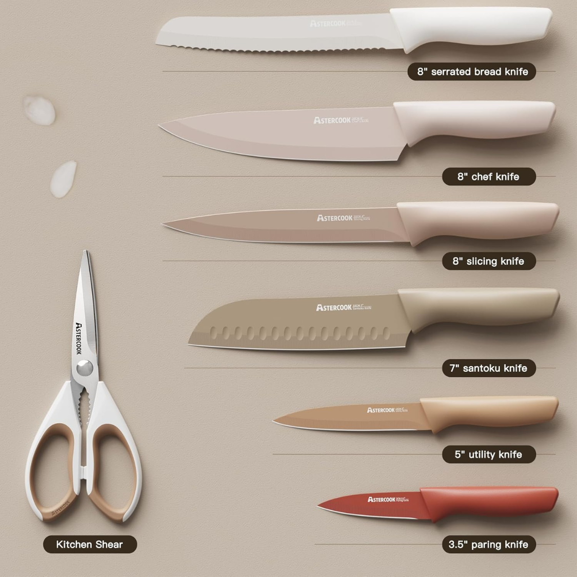 13 Pieces Kitchen Knives Set With Healthy Anti Rust Coating Dishwasher Safe - Image 2