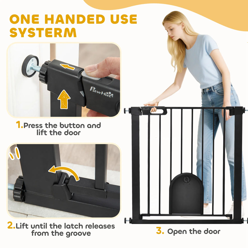30" 32" Extra Wide Pet Gate Barrier with Small Door 30"H Dog Gate with Safety - Image 5