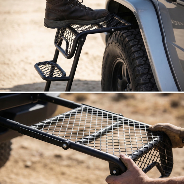 Foldable SUV Tire Ladder Adjustable Vehicle Access Step For Truck SUV RV Offroad - Image 5