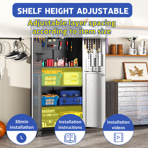71 Metal Garage Storage Cabinet With Wheels Heavy Duty Tool Storage Cabinet - Image 3