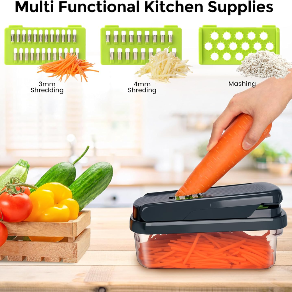 Vegetable Chopper 12 In 1 Food Veggie Chopper Cutter With Container 7 Sharp - Image 5
