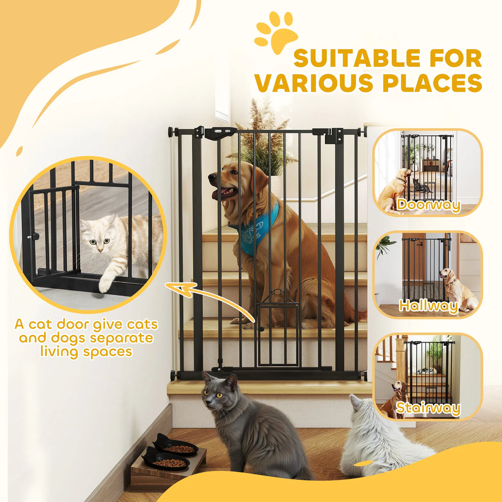41" Easy Open Indoor Dog Gates for Doorways House Stair Black - Image 2