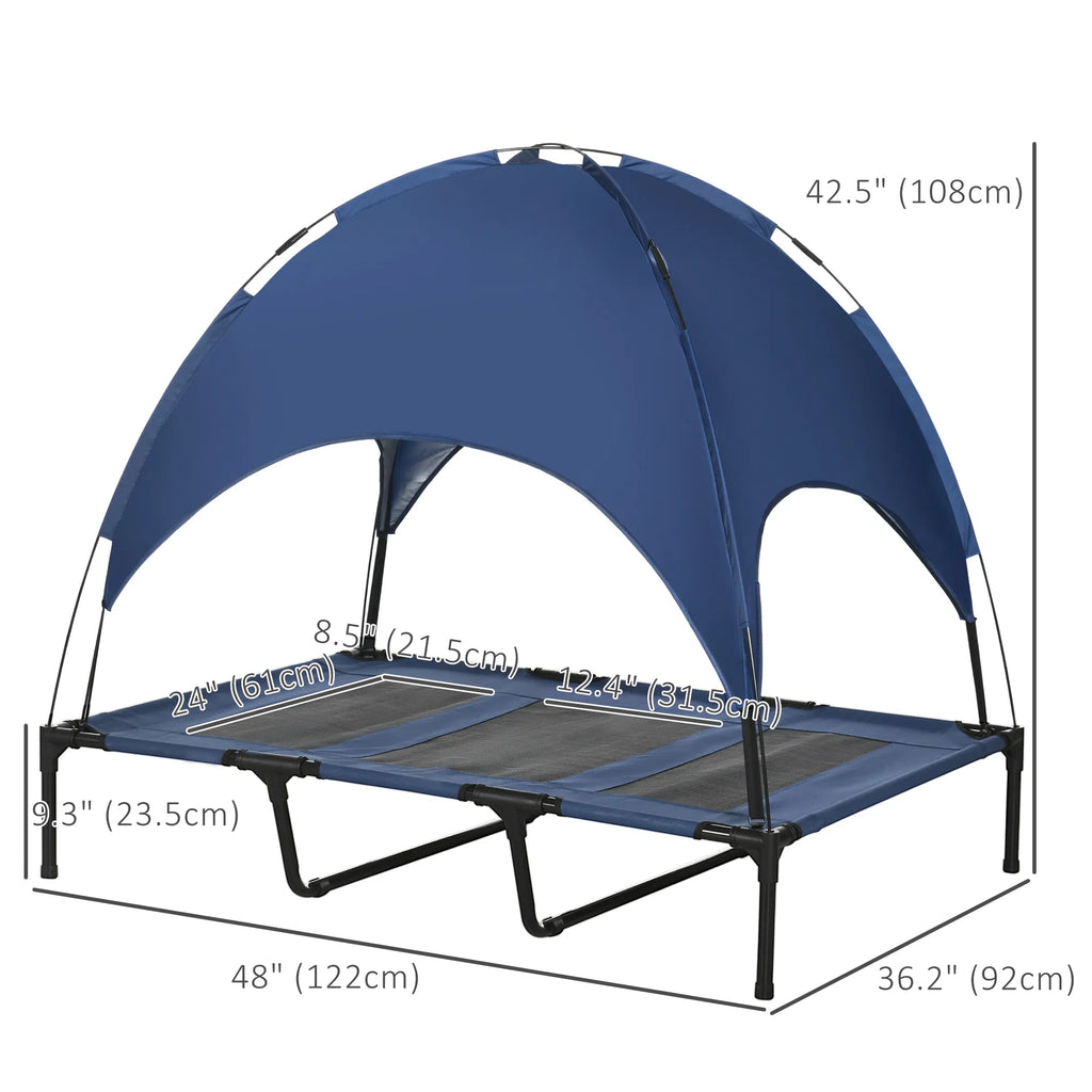 Elevated Cooling Pet Bed Portable Raised Dog Cot with Canopy for XL Sized Dogs - Image 2