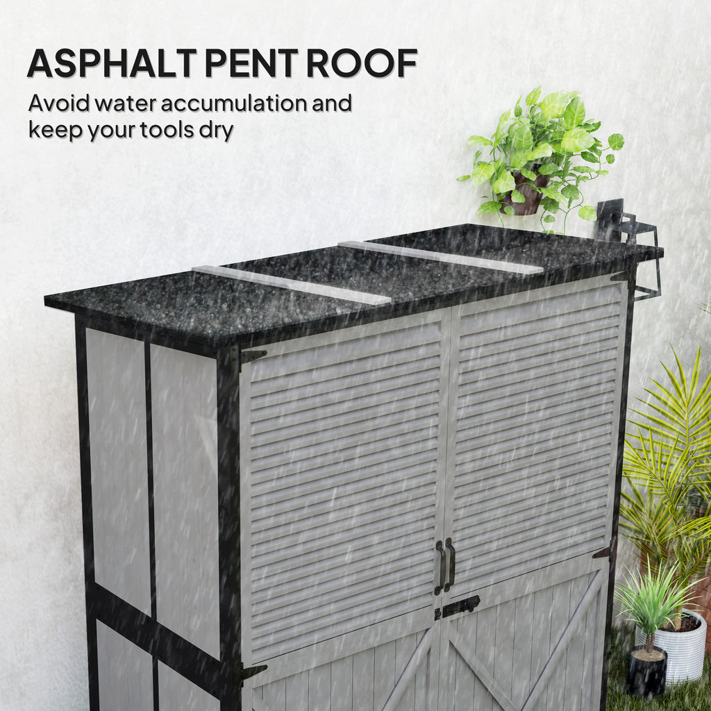 Wood Storage Shed Outdoor Garden Shed With Asphalt Roof 2 Shelves Lockable - Image 3