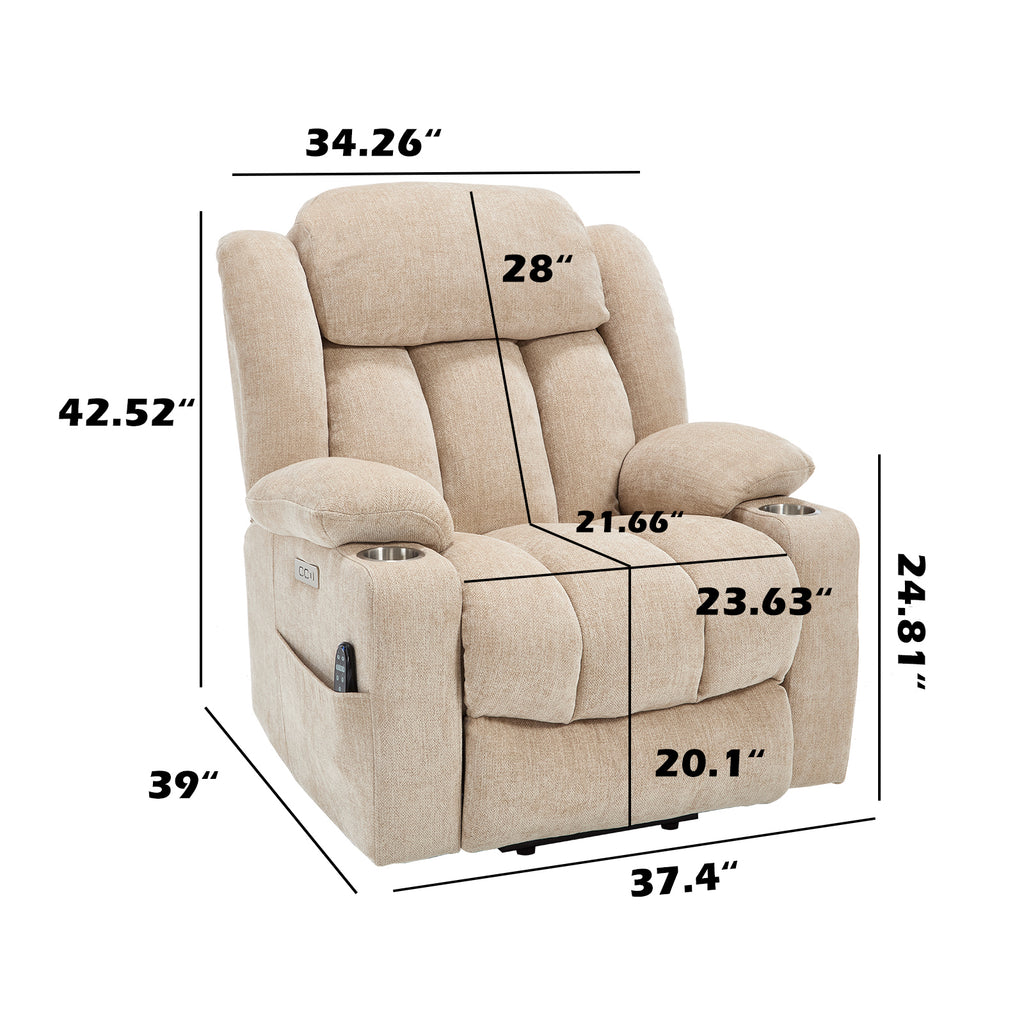 Up to 350 LBS Chenille Power Lift Recliner Chair Heavy Duty Motion Mechanism