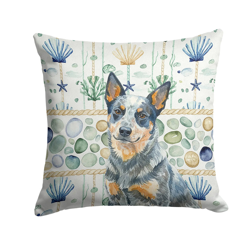 Blue Heeler Australian Cattle Dog Coastal Sea Glass Throw Pillow Decorative