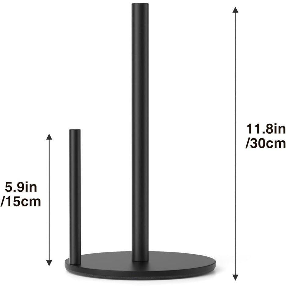 Premium Black Stainless Steel Countertop Paper Towel Holder With Weighted Base - Image 2
