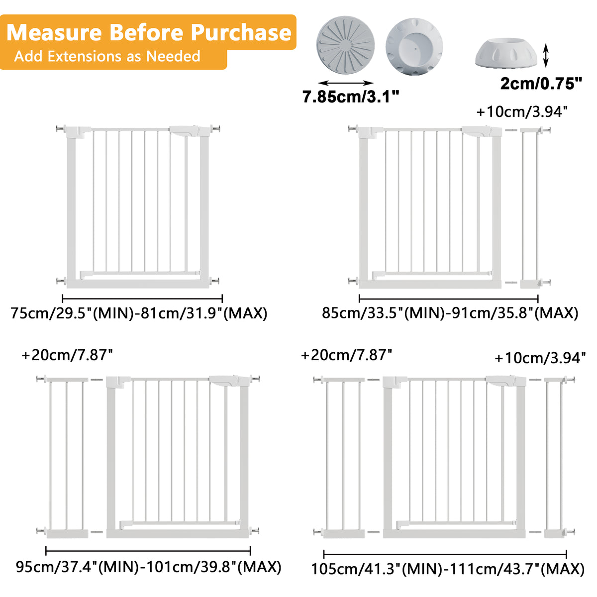 29.5 45.3" Wide Baby Gate with wall protector for Stairs Dog Gate Indoor for - Image 2
