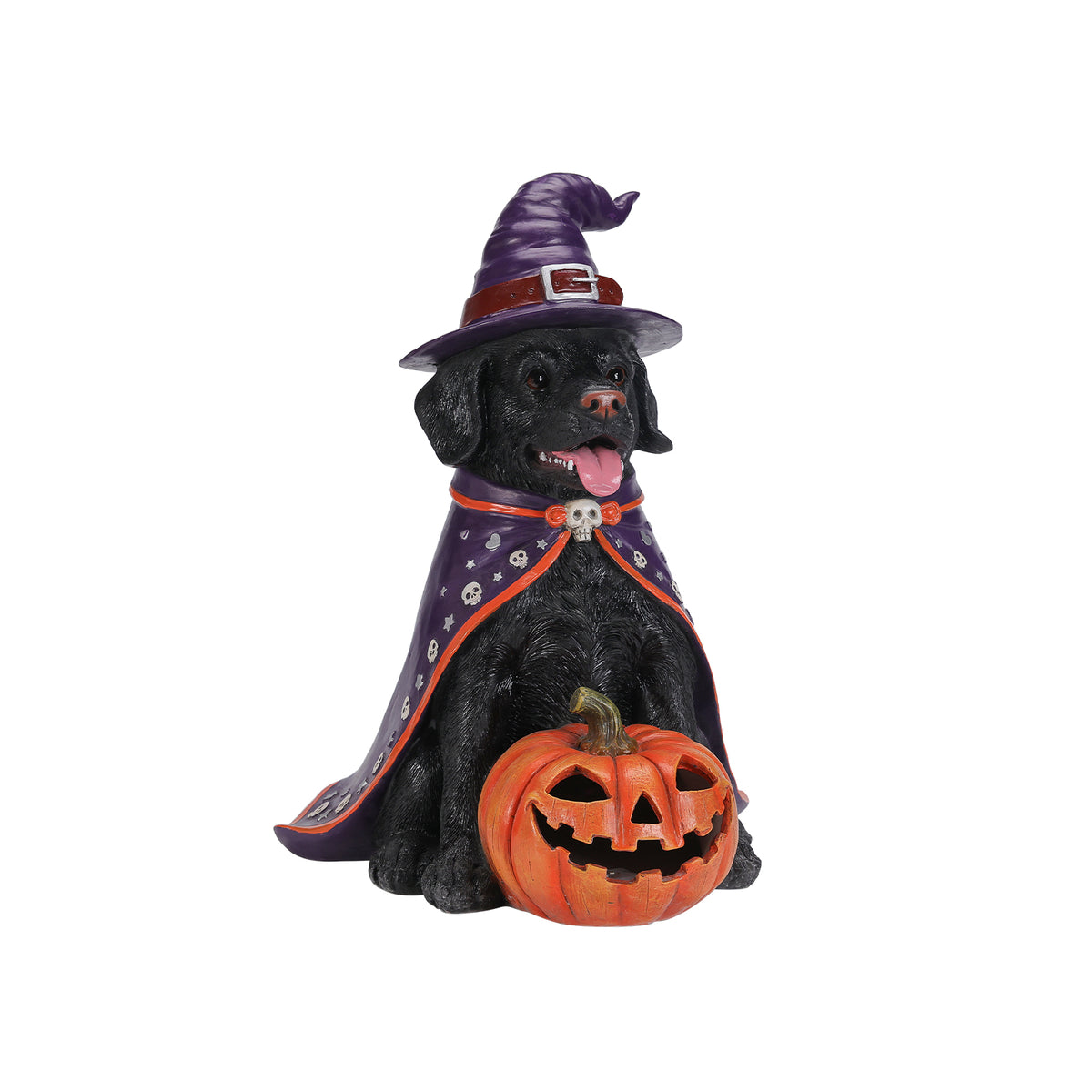 Halloween Black Labrador Retriever Dog Statue Large Sitting Dog Figurine with - Image 5