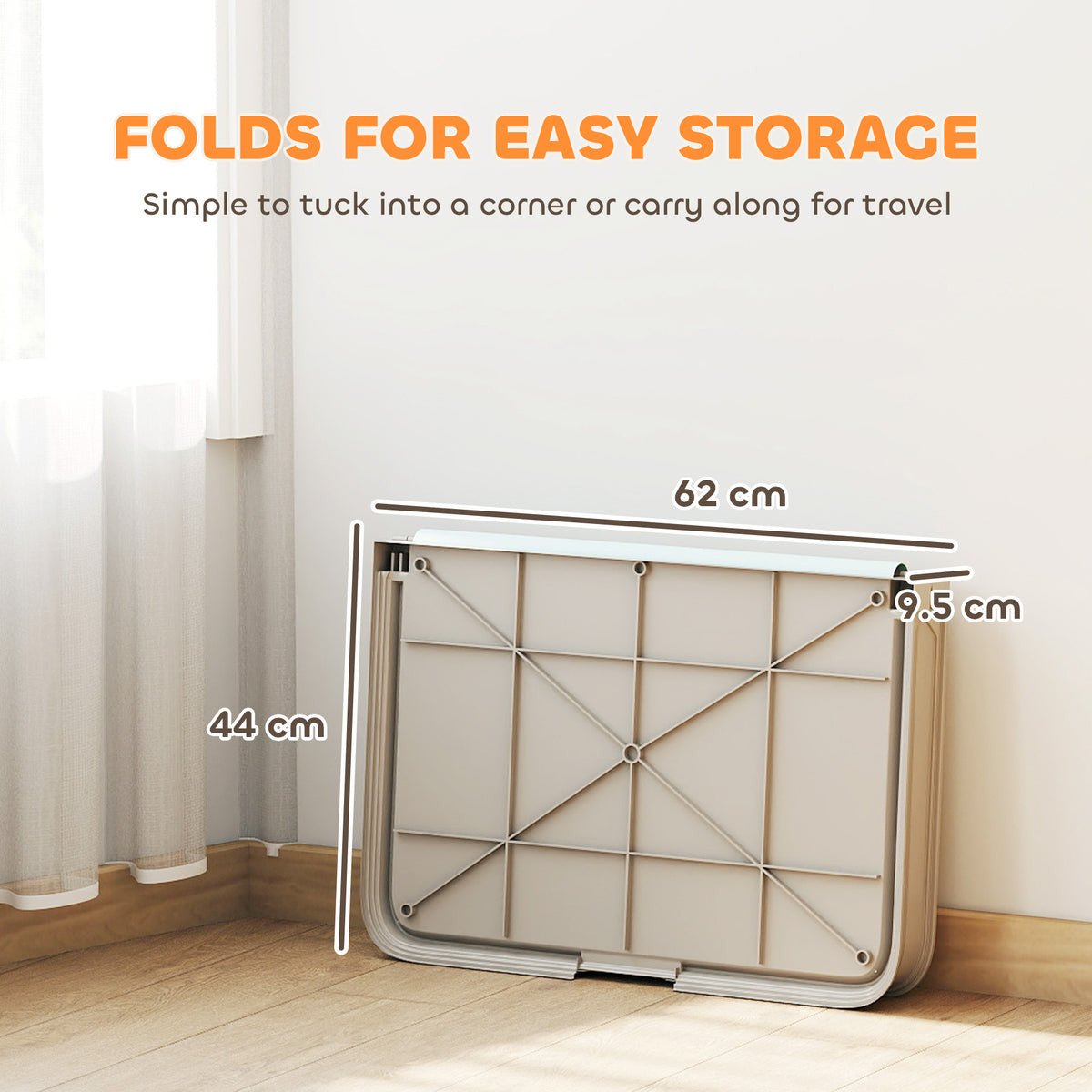 Pee Pad Holder Foldable Dog Litter Box with 3 Disposable Pads 33.9" x 24.4" Gray - Image 4