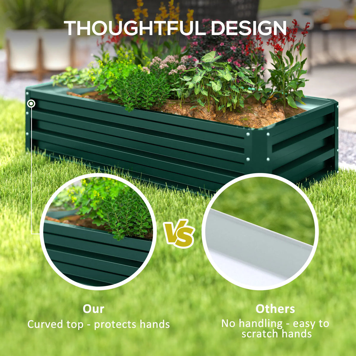 Galvanized Raised Garden Bed Outdoor Planter Box for Vegetables Flowers - Image 4