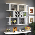 Large Wall Mounted 3 Tier Rustic Bottle Wine Rack Wooden Storage With Glass
