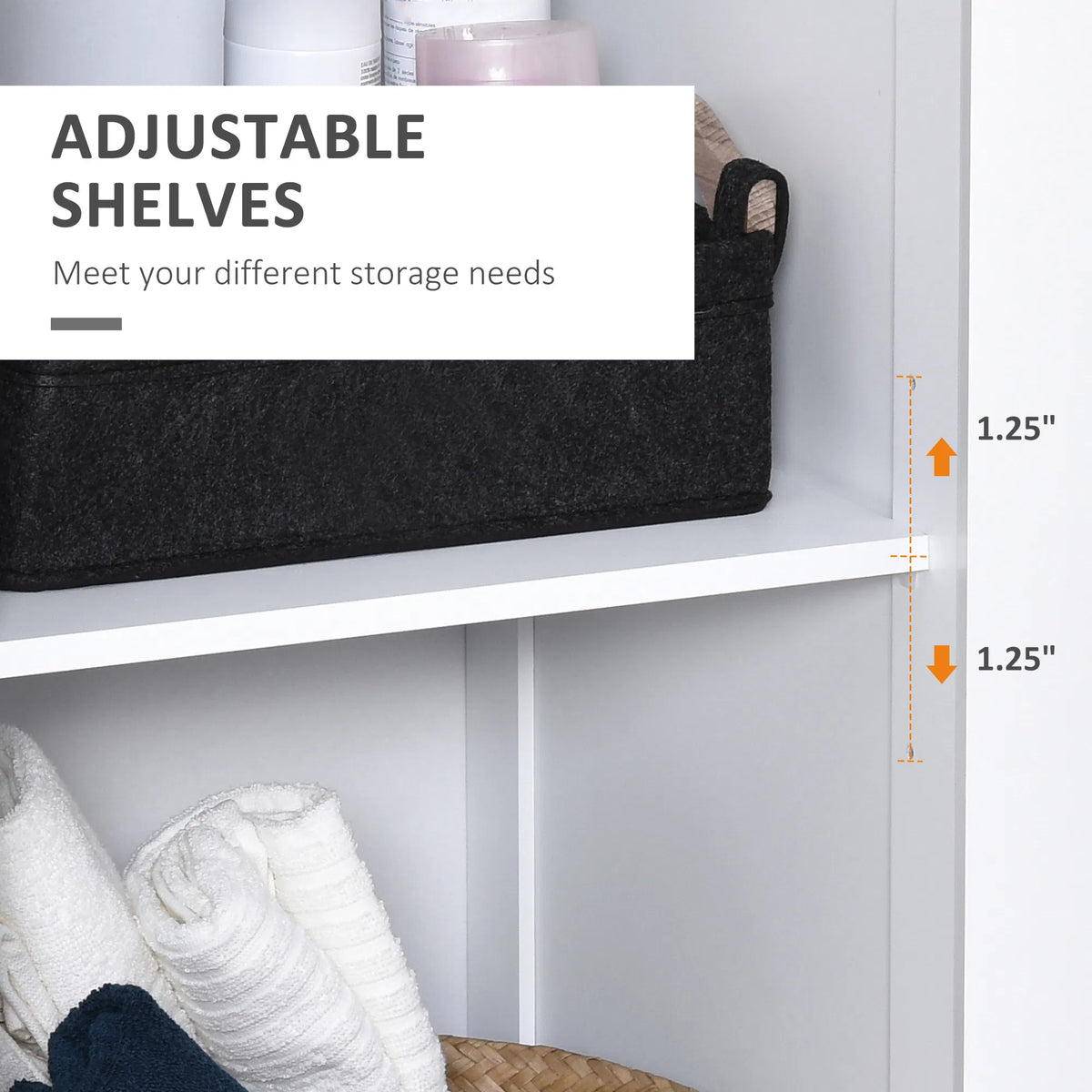 Tall Bathroom Storage Cabinet Freestanding Tower Cabinet with Adjustable - Image 2