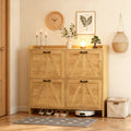 Light Oak Shoe Cabinet with Four Flip Drawers