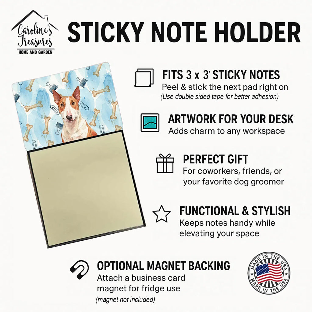 Red And White Bull Terrier Coworker Watercolor Sticky Note Holder Refillable - Image 7