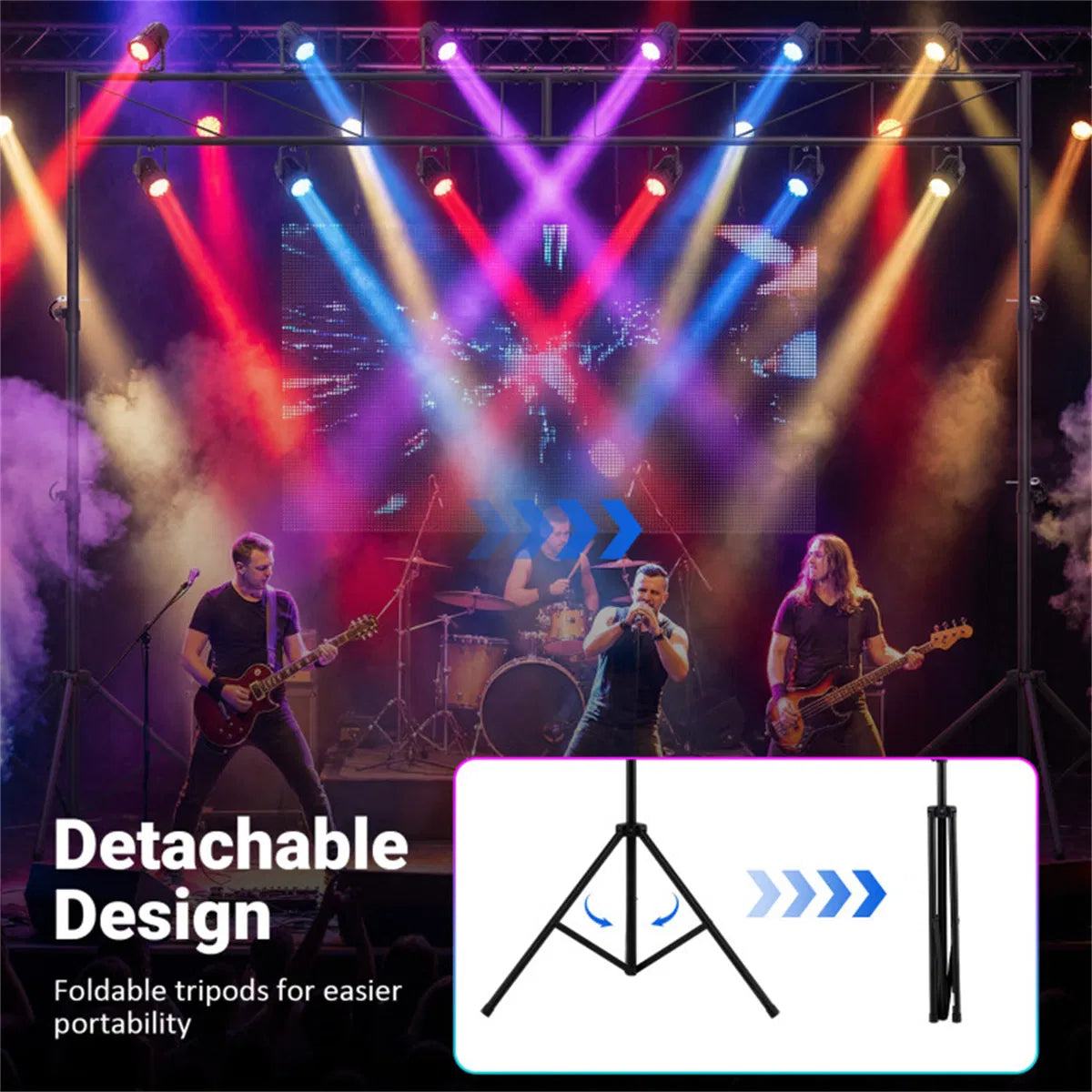 4.6 8.7 Ft Foldable Tripod Stage Light Stand 10 Height Adjustable Metal Truss - Image 3