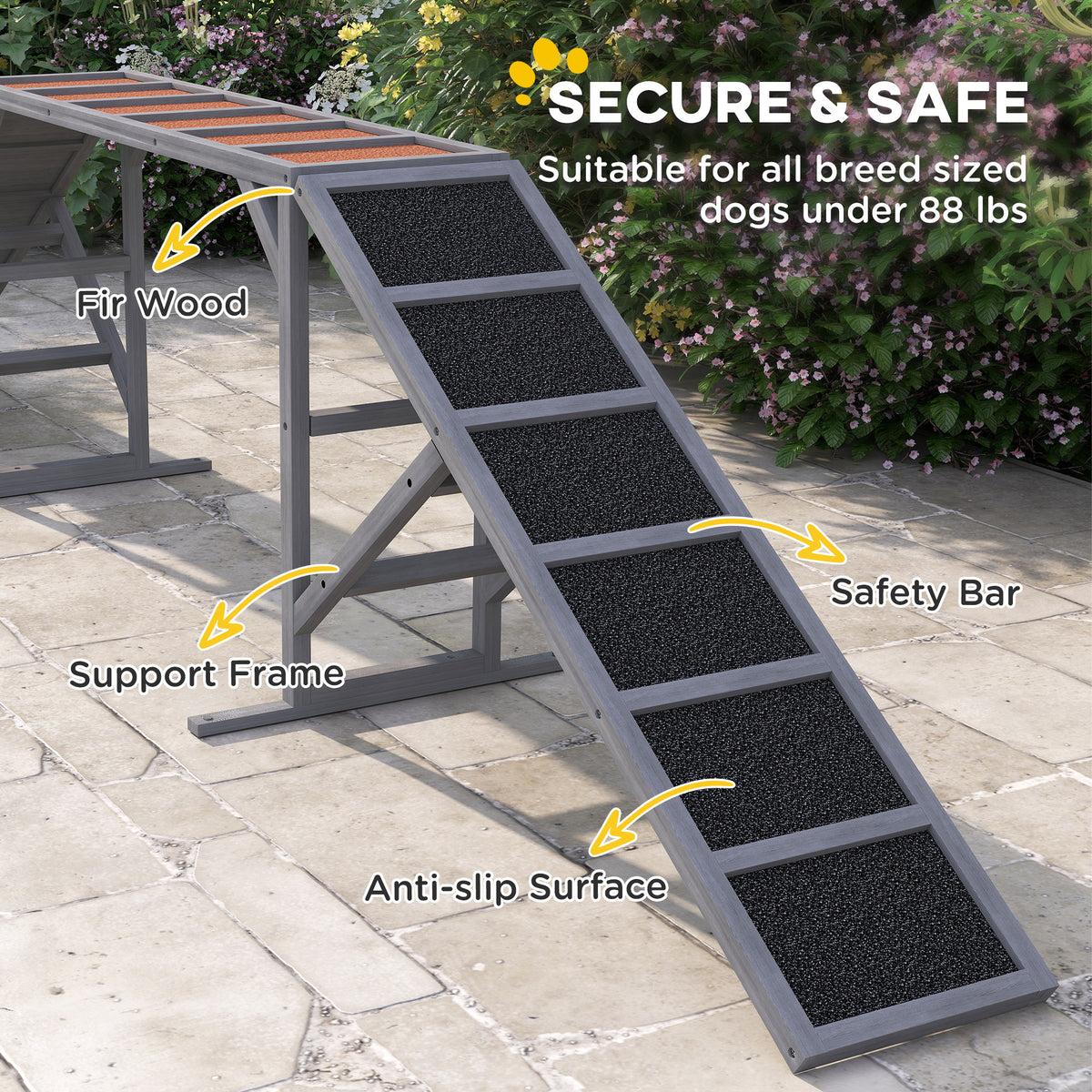 Dog Agility Equipment Ramp with Safety Bar Non slip Surface for Walk and - Image 5