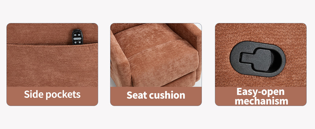 Heat Massage Manual Recliner Chair with Rocker and Swivel in Fabric for Living - Image 3