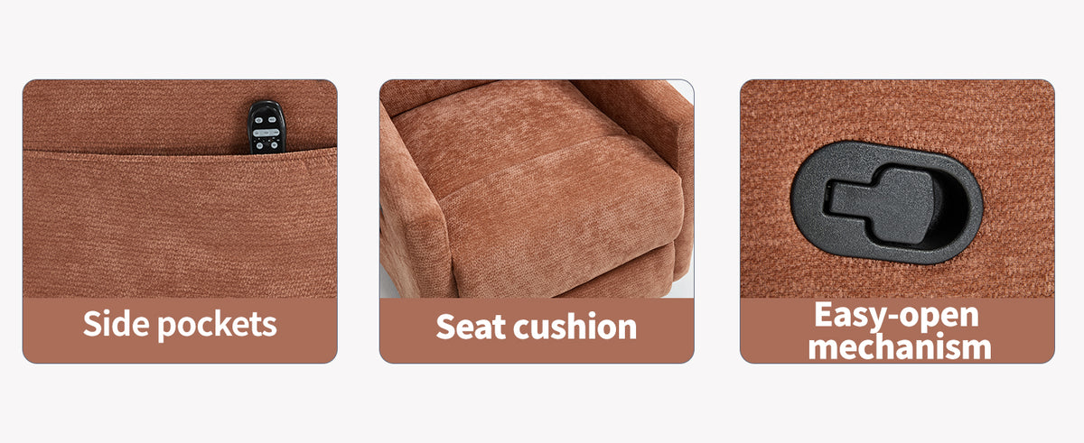 Heat Massage Manual Recliner Chair with Rocker and Swivel in Fabric for Living - Image 3