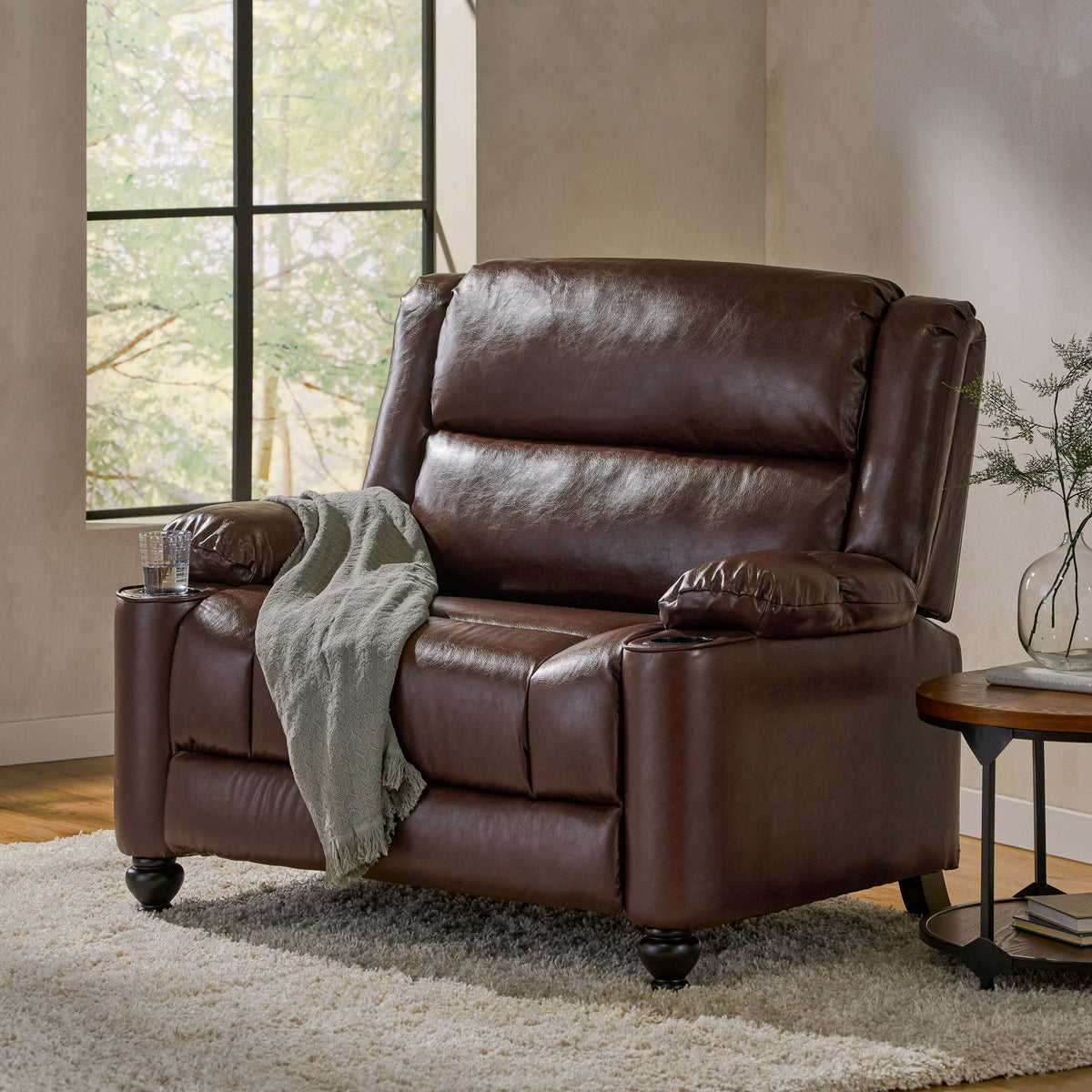 50'' Wide Faux Leather Manual Recliner Chair Tufted Design Accent Chair - Image 5
