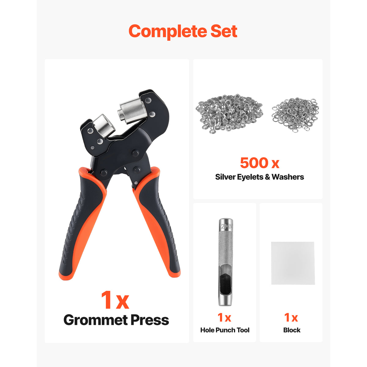 Grommet Tool Kit 1/2" Eyelet Tool Kit With 500 PCS Silver Grommets With - Image 3