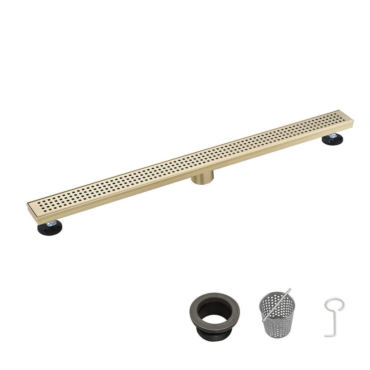 36 Inch Linear Shower Drain with Removable Square Patterned Grate 304 - Image 3