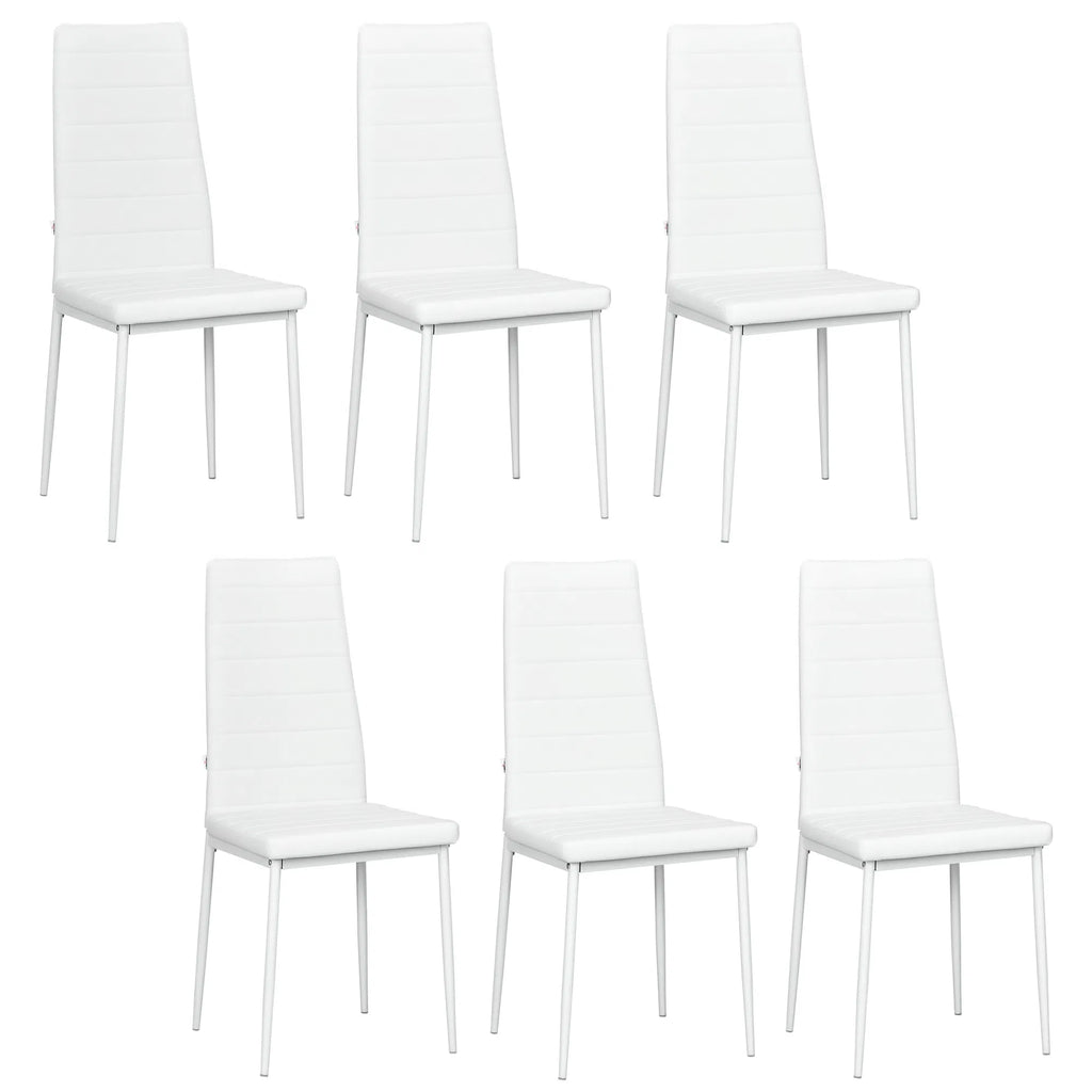High Back Dining Chairs Modern Upholstered PU Leather Accent Chairs with Metal - Image 3