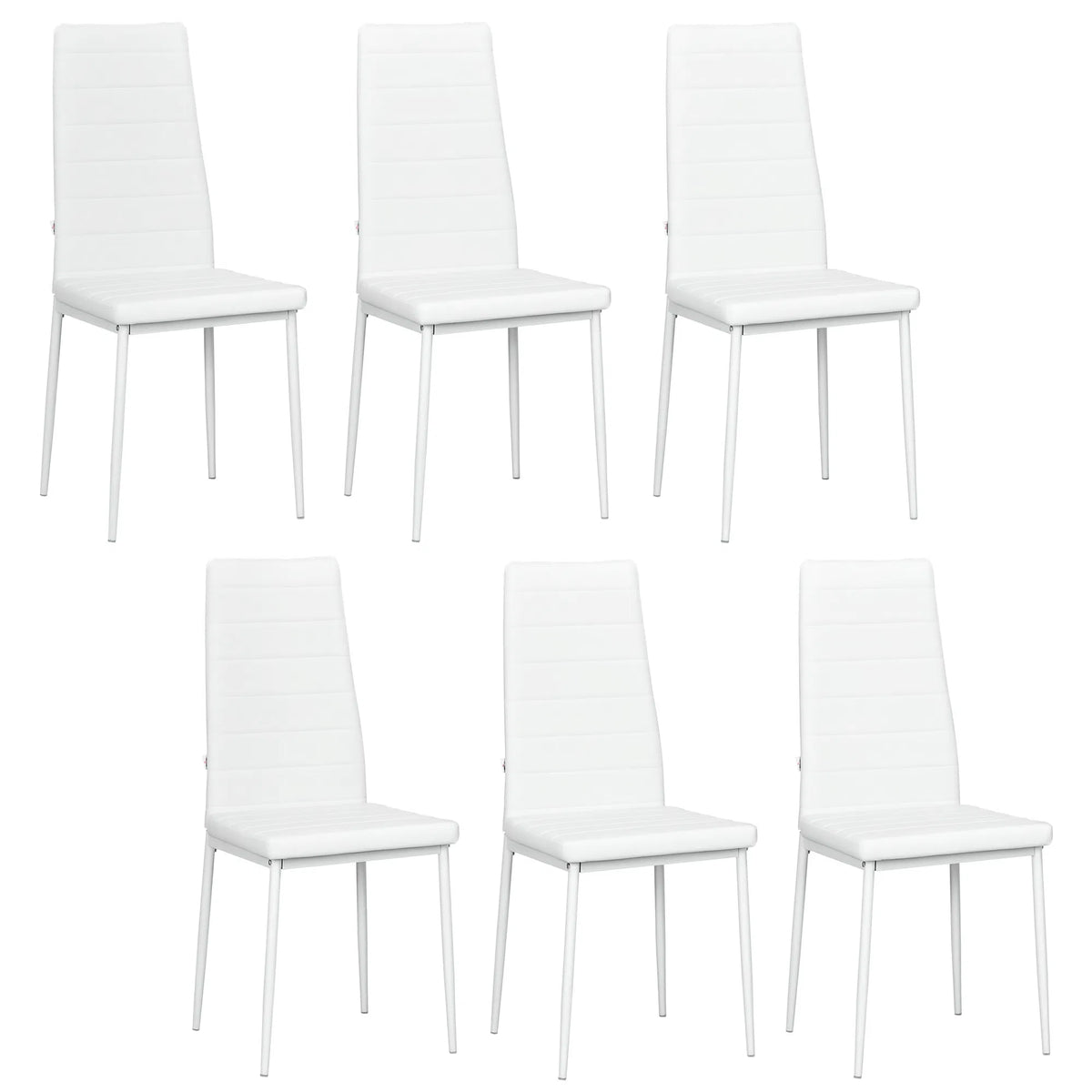 High Back Dining Chairs Modern Upholstered PU Leather Accent Chairs with Metal - Image 3