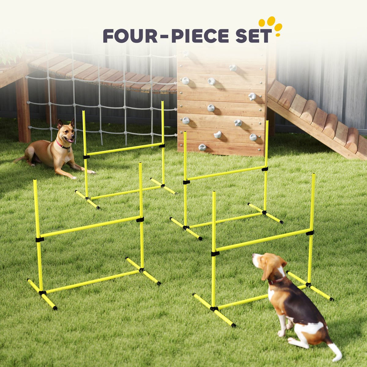 4 Piece Dog Agility Set with Adjustable Height Jump Bars Carry Bag Displacing - Image 3