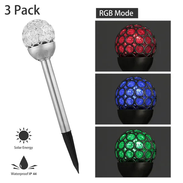 Solarek 3 Pcs Outdoor Solar Lights IP44 Waterproof Ball RGB Light Garden Decor - Image 3