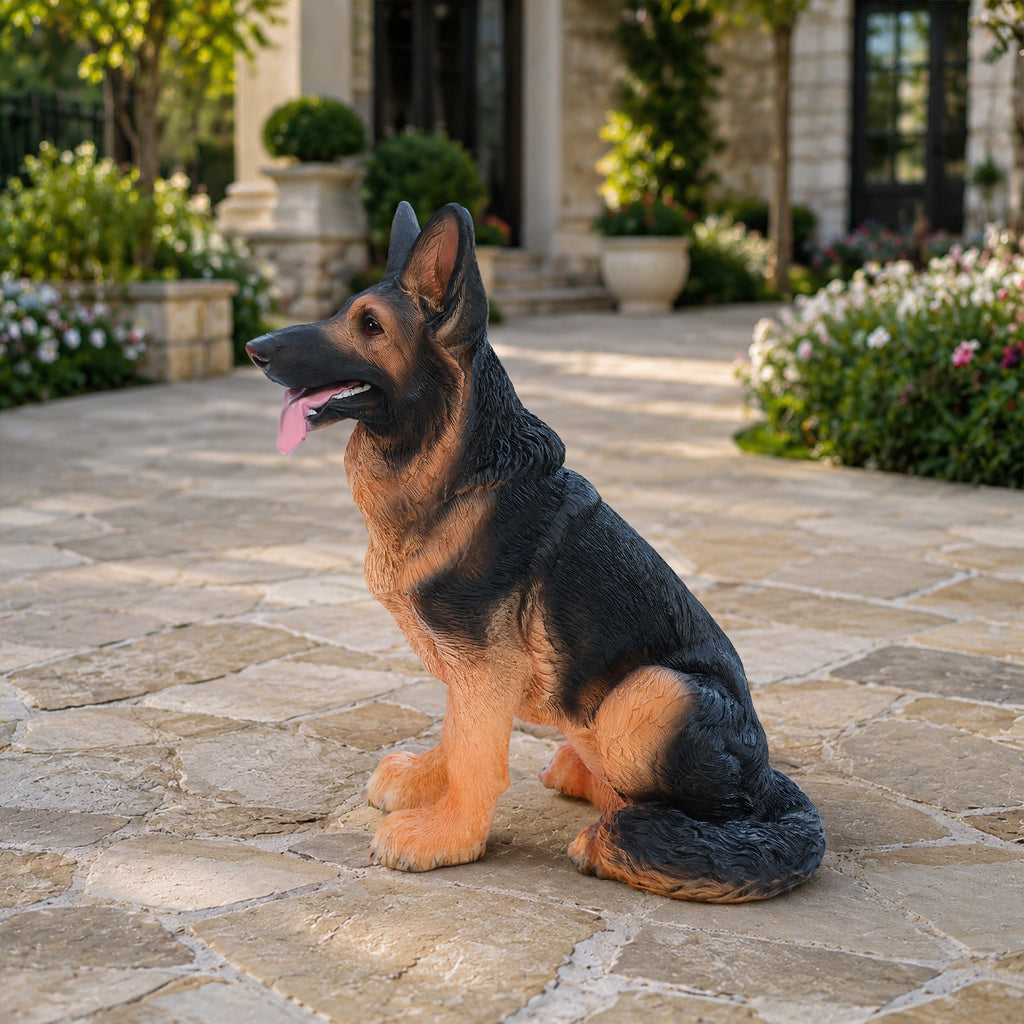 Lifelike German Shepherd Dog Statue Realistic Resin Animal Figurine for Indoor - Image 3