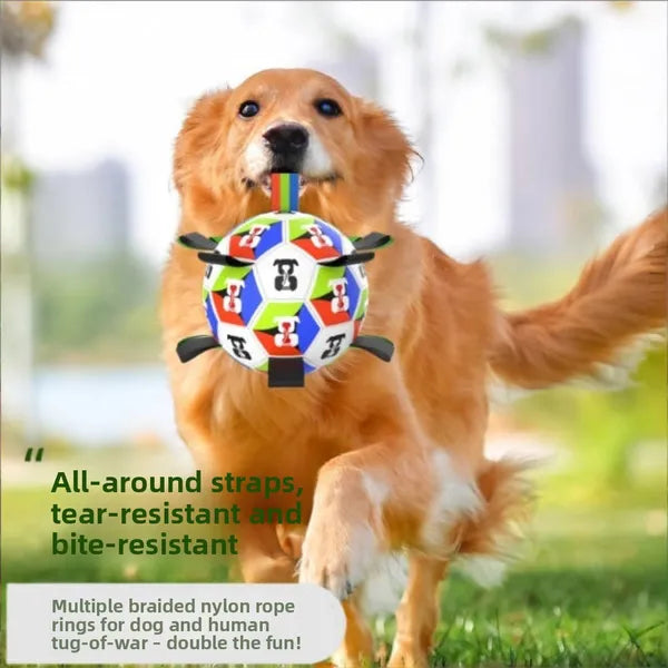 Dog Toys Soccer Ball With Straps Interactive Toys For Tug Of War Puppy - Image 5