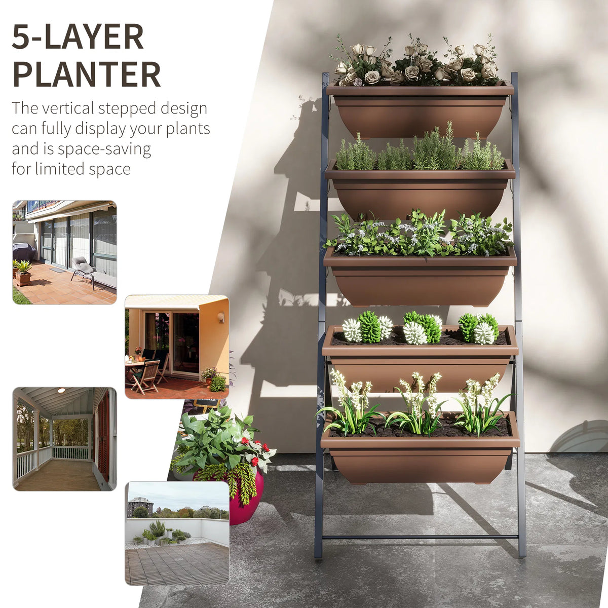 5 Tier Raised Garden Bed with 5 Planter Box Outdoor Plant Stand Grow - Image 2